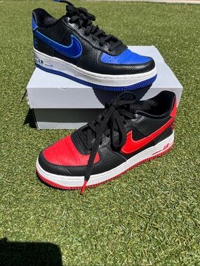 Nike Air Force 1 Low — Black/Red/Blue Colorblock